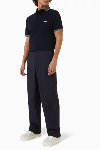 Logo Embroidered Polo Shirt in Cotton Pique