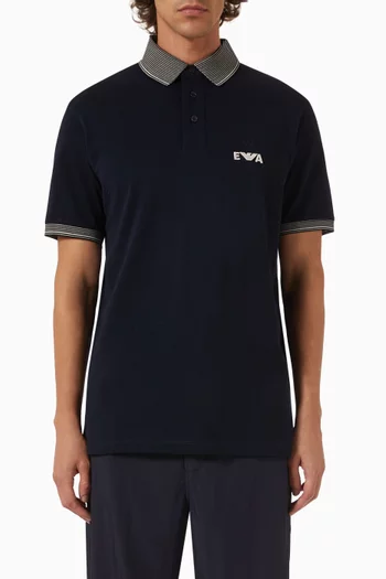 Logo Embroidered Polo Shirt in Cotton Pique