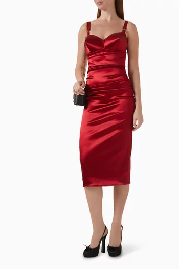 Conical-cup Midi Dress in Satin