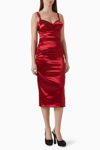 Conical-cup Midi Dress in Satin