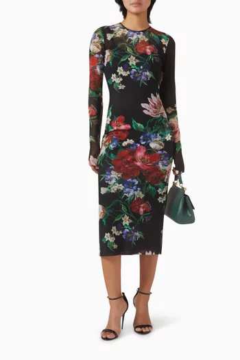 Floral-print Dress in Mesh