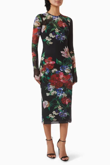 Floral-print Dress in Mesh