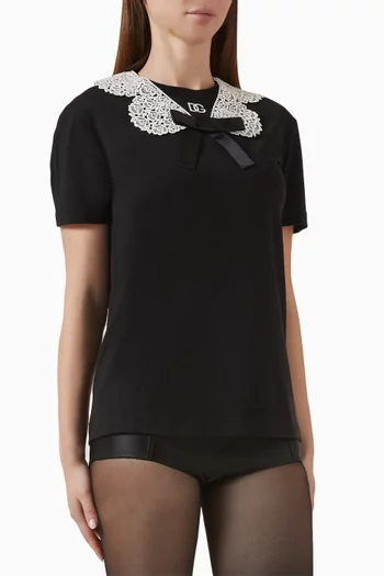 Macramé-collar T-shirt in Jersey