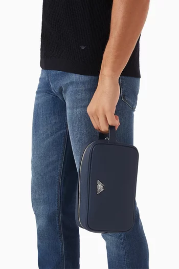 Eagle-plaque Beauty Case in Faux Leather