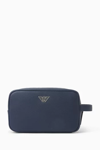 Eagle-plaque Beauty Case in Faux Leather