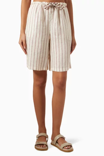 Pinstripe Shorts in Linen