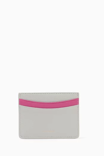 Logo Card Holder in Grained Leather