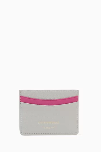 Logo Card Holder in Grained Leather