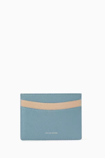 Logo Card Holder in Grained Leather