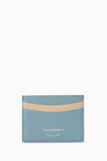 Logo Card Holder in Grained Leather