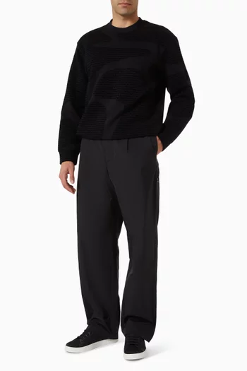 سويت شيرت بشعار الماركة بملمس بارز مزيج قطن