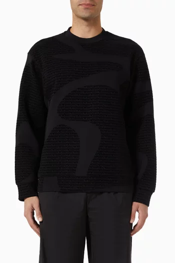 سويت شيرت بشعار الماركة بملمس بارز مزيج قطن