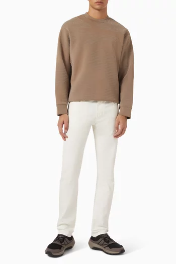 سويت شيرت بشعار الماركة بملمس بارز مزيج قطن