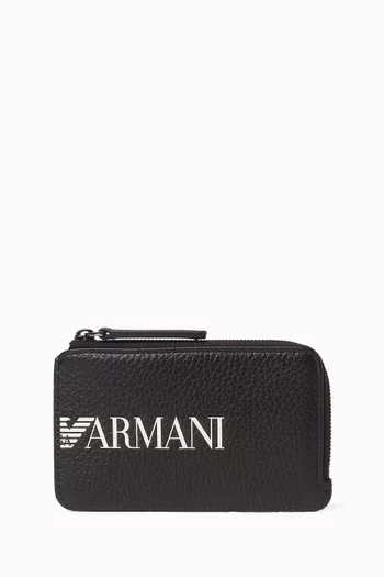 Logo Zip Cardholder in Leather