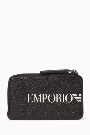 Logo Zip Cardholder in Leather
