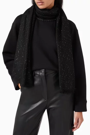 Sequin-embellished Scarf in Wool Blend