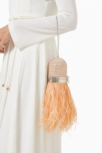 Pill Clutch Bag in Feather & Crystals