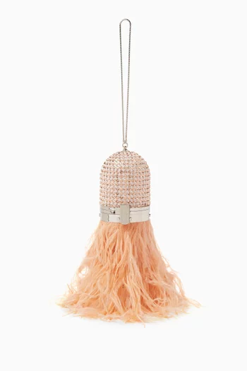 Pill Clutch Bag in Feather & Crystals