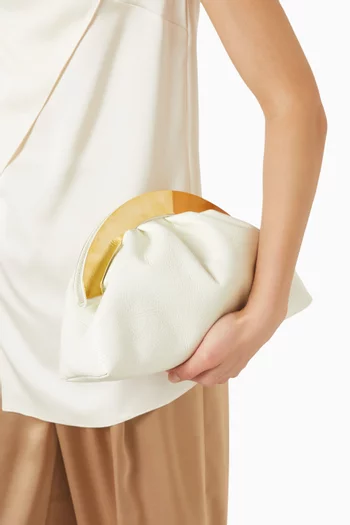 Oversized Pouch Bag in Grained Leather