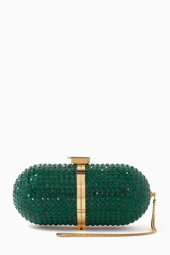 Pill Clutch Bag in Crystal-embellished Brass