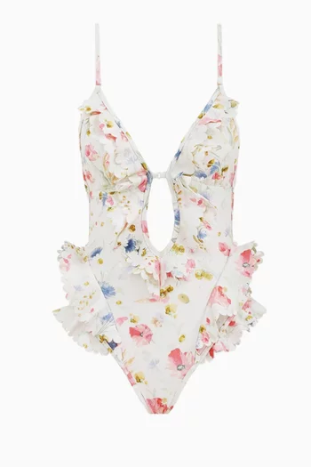 Lucky Waterfall Frill One-piece Swimsuit