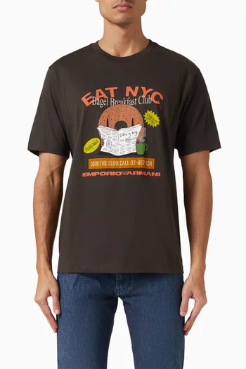 تي شيرت بطبعة Eat NYC‏ قطن