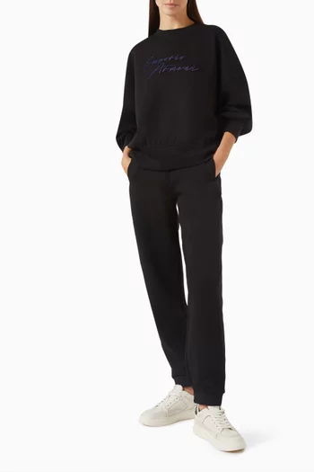 Embroidered Logo Sweater in Cotton