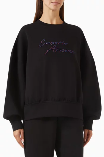 Embroidered Logo Sweater in Cotton