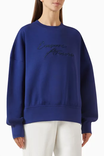 Embroidered Logo Sweater in Cotton