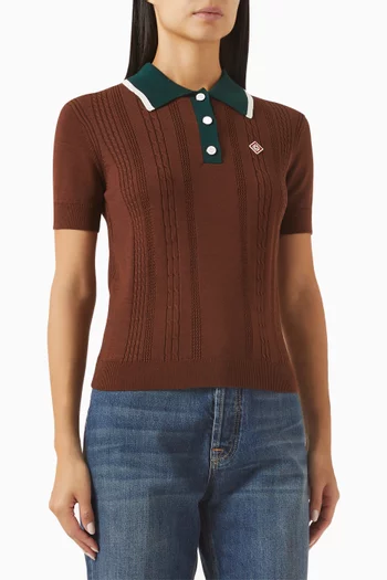 Mini Polo Shirt in Cable-knit