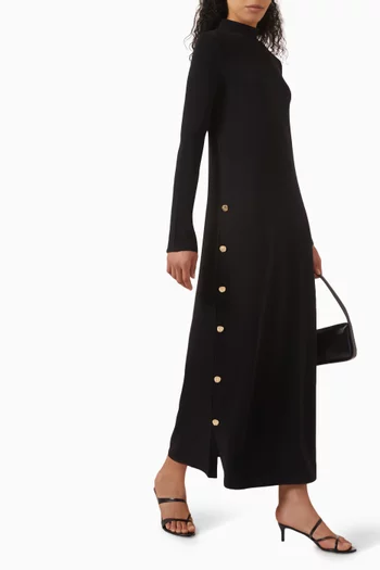 Side Split Maxi Dress in Cotton-blend