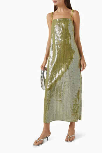 Solid Sequins Midi Dress