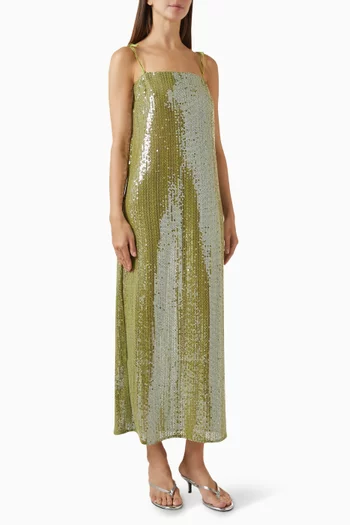 Solid Sequins Midi Dress