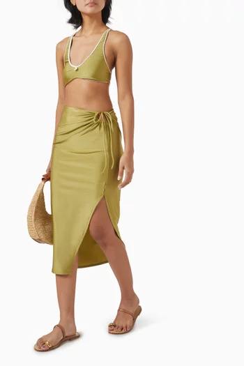 Solid AD Frilled Midi Skirt