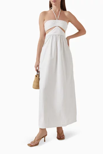 Solid Cut-out Maxi Dress in Cotton