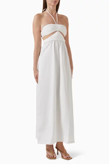 Solid Cut-out Maxi Dress in Cotton