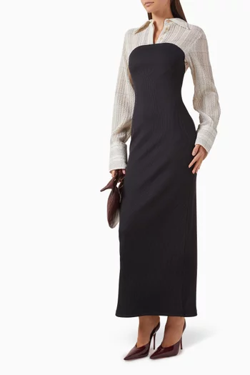 Austen Hybrid Dress in Shirting & Jersey