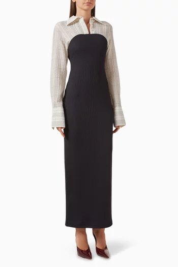 Austen Hybrid Dress in Shirting & Jersey