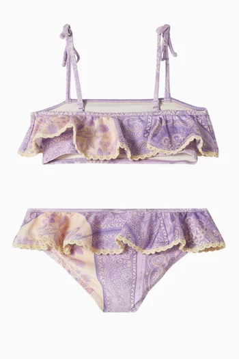Lucky Bandana-print Frilled Bikini Set