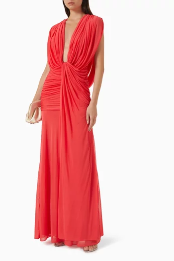 فستان سهرة درابيه بطيات جيرسيه