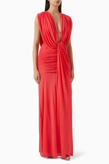 فستان سهرة درابيه بطيات جيرسيه