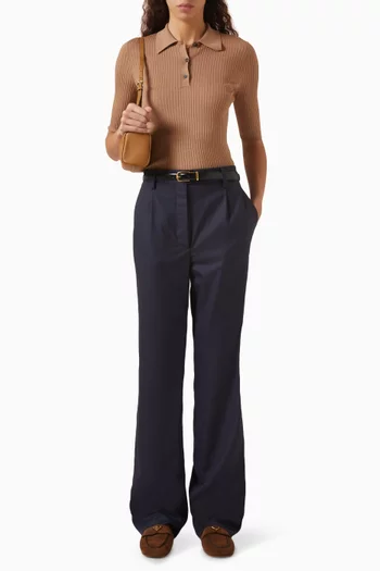 Rib-knit Polo Shirt in Cotton