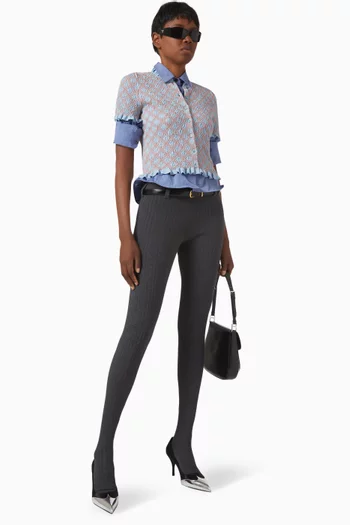 Rib-knit Tights in Cotton