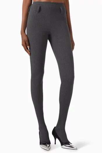 Rib-knit Tights in Cotton