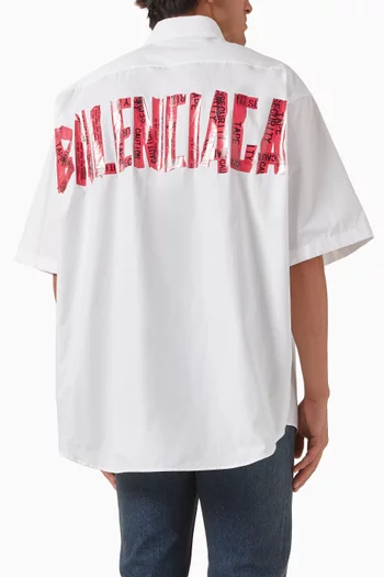 Security Tape Logo Large-fit Shirt in Cotton-poplin