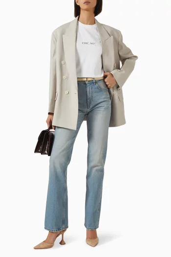 Relaxed Double Breasted Jacket in Wool-blend