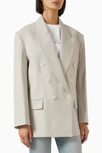 Relaxed Double Breasted Jacket in Wool-blend