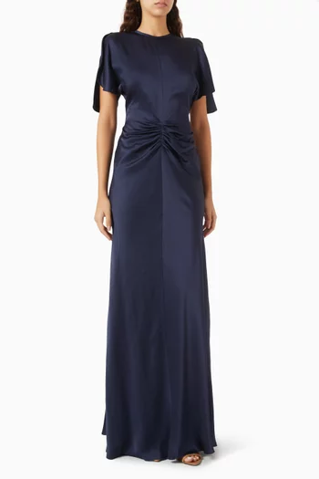 Gathered-waist Gown in Satin
