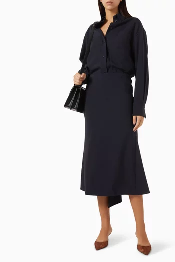 Kick Detail Skirt in Wool Crepe