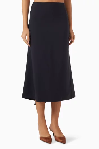 Kick Detail Skirt in Wool Crepe